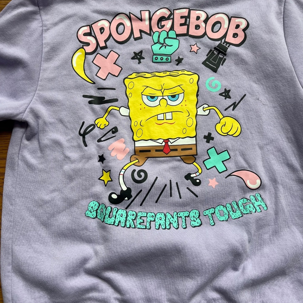 Nickelodeon SpongeBob Squarepants Tough Purple/Lavender Sweatshirt Size L - Picture 5 of 6